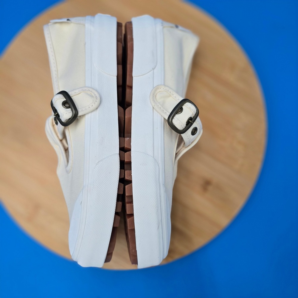 Vans Mary Jane Canvas Sneakers Cream White Buckle Low Top Women's Size 8 NWOB - Picture 6 of 8